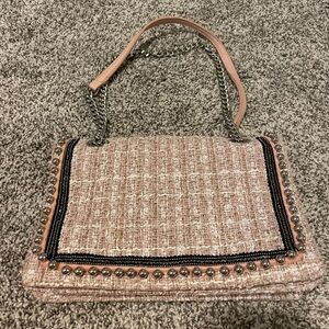 Zara Pink Tweed Shoulder Bag